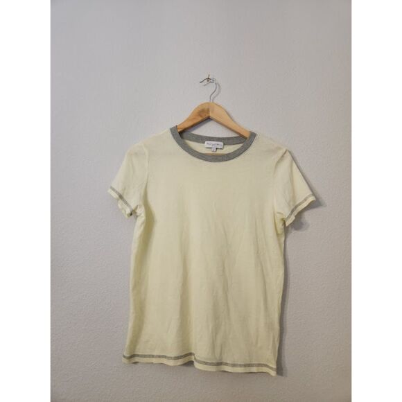 Michael Stars Tops - Michael Stars Ringer Tee Pale Yellow with Gray Trim | Size XS
